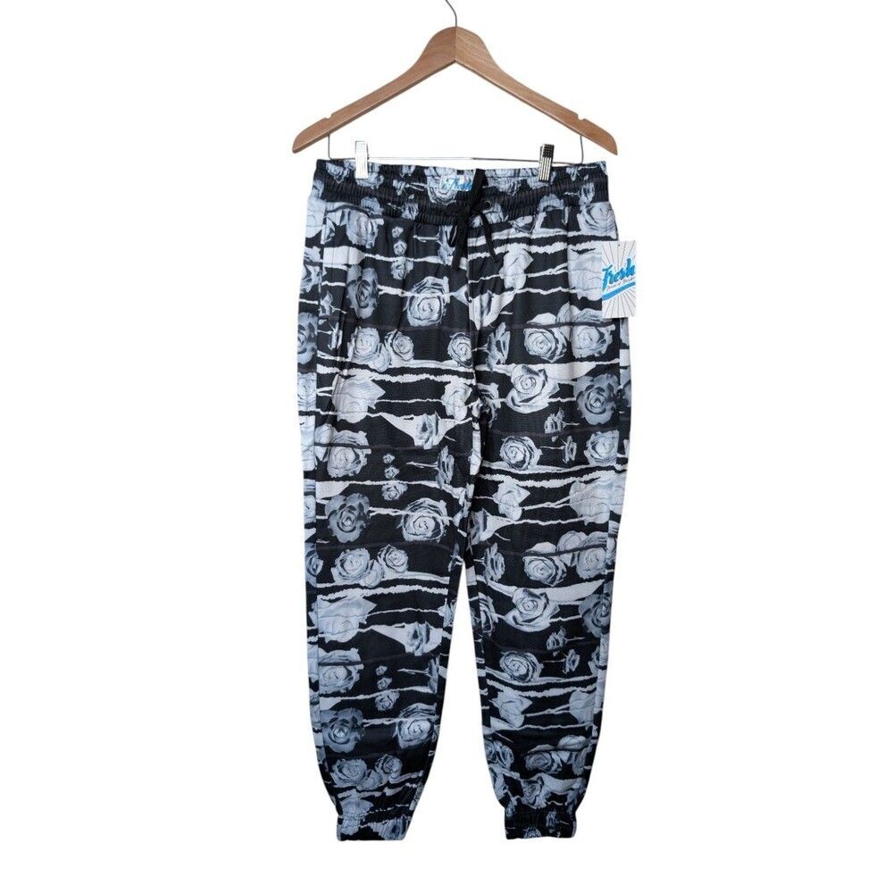 Fresh Prints of Bel-Air Men's L Jogger Pants Black White Rose NWT D2319-Y2760